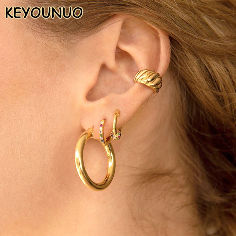 KYOUNUO Gold Filled CZ Hoop Earrings Set For Women Piercing Colorful Zircon EarCuffs Big Earrings Fashion Party Wedding Jewelry
KYOUNUO Gold Filled CZ Hoop Earrings Set For Women Piercing Colorful Zircon EarCuffs Big Earrings Fashion Party Wedding Jewelry