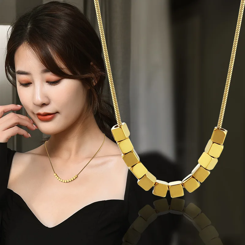 WANGAIYAO's new titanium steel no-color small square necklace female cube fashion clavicle chain temperament generous accessorie
WANGAIYAO's new titanium steel no-color small square necklace female cube fashion clavicle chain temperament generous accessorie