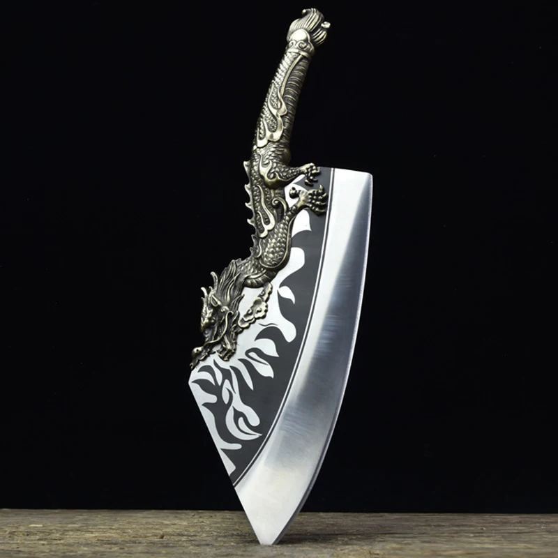 Longquan Kitchen Knife Pure Copper Handle 10 Inch Butcher Machete Hatchet Big Bone Chop Handmade Knife Meat And Poultry Tools 
Longquan Kitchen Knife Pure Copper Handle 10 Inch Butcher Machete Hatchet Big Bone Chop Handmade Knife Meat And Poultry Tools