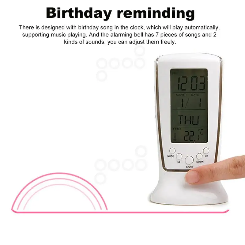 Digital Calendar Temperature LED Digital Alarm Clock with Back light Electronic Calendar Thermometer Led Clock
Digital Calendar Temperature LED Digital Alarm Clock with Back light Electronic Calendar Thermometer Led Clock