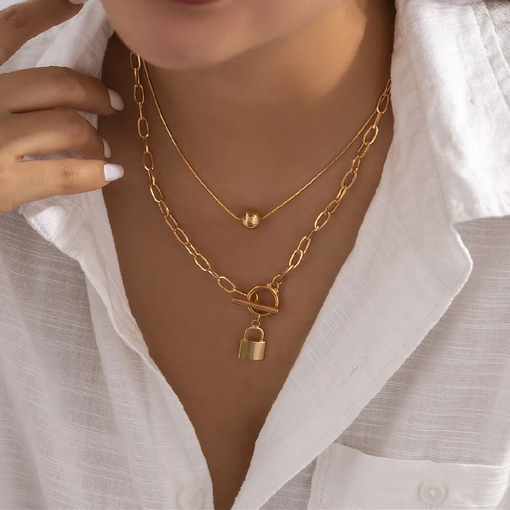 2Pcs/Set Padlock OT Buckle Necklace Set for Women Girl Simple Round Beaded Pendant Necklace Party Statement Jewelry Gifts 2022
2Pcs/Set Padlock OT Buckle Necklace Set for Women Girl Simple Round Beaded Pendant Necklace Party Statement Jewelry Gifts 2022