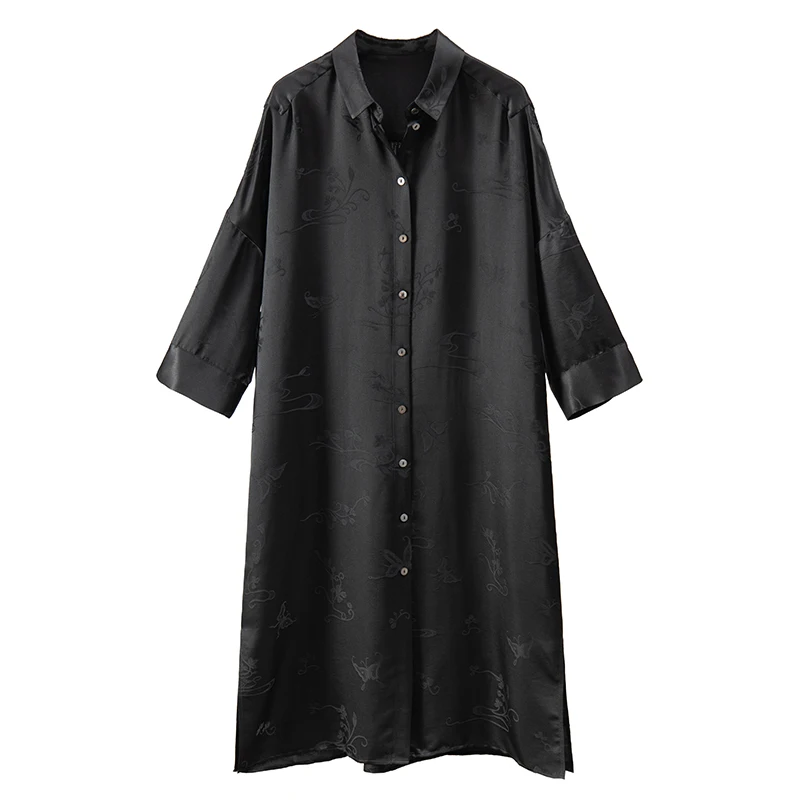 Luxurious Black Loose Dress Summer 2022 70% Natural Silk+30% Cotton Chinese Style Printing Mid-Calf Three Quarter Sleeve
Luxurious Black Loose Dress Summer 2022 70% Natural Silk+30% Cotton Chinese Style Printing Mid-Calf Three Quarter Sleeve
