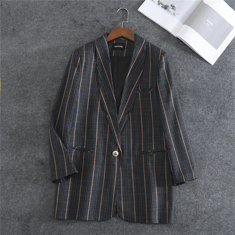 2023 New Women Blazer Stripe Business Suits Spring Autumn Long-sleeve Pocket Blazers Jackets Female Outerwear 3XL P589
2023 New Women Blazer Stripe Business Suits Spring Autumn Long-sleeve Pocket Blazers Jackets Female Outerwear 3XL P589
