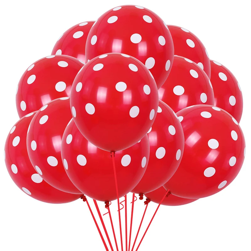 

100pcs Red and White Polka Dots Balloons 12inch Latex Balloons for Wedding Birthday Party Decoration