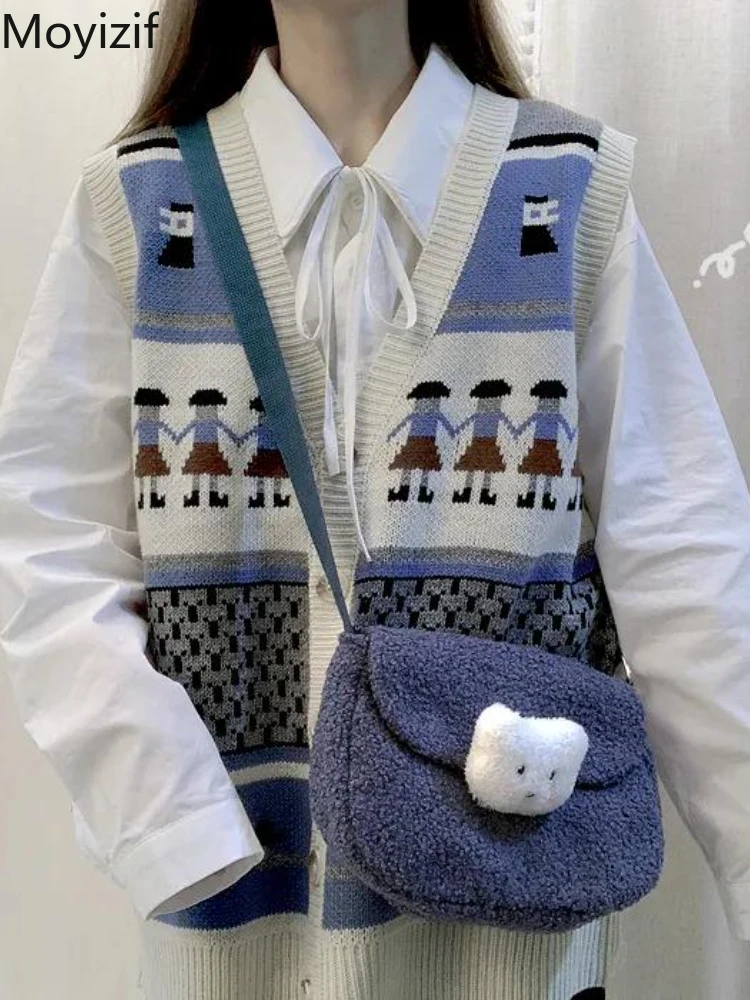 Кардиган Moyizif с V-образным вырезом, весна-осень 2022, вязаный жилет, Корейская женская одежда, винтажная Милая безрукавка в стиле Харадзюку
Кардиган Moyizif с V-образным вырезом, весна-осень 2022, вязаный жилет, Корейская женская одежда, винтажная Милая безрукавка в стиле Харадзюку