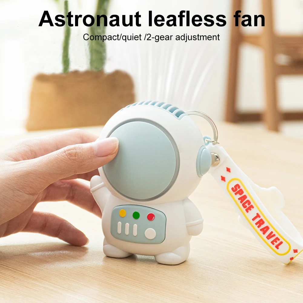 

Cute Handheld Toy Portable Fan Mini Astronaut Fan with Keychain 250mAh USB Rechargeable Personal for Camping Hiking Traveling