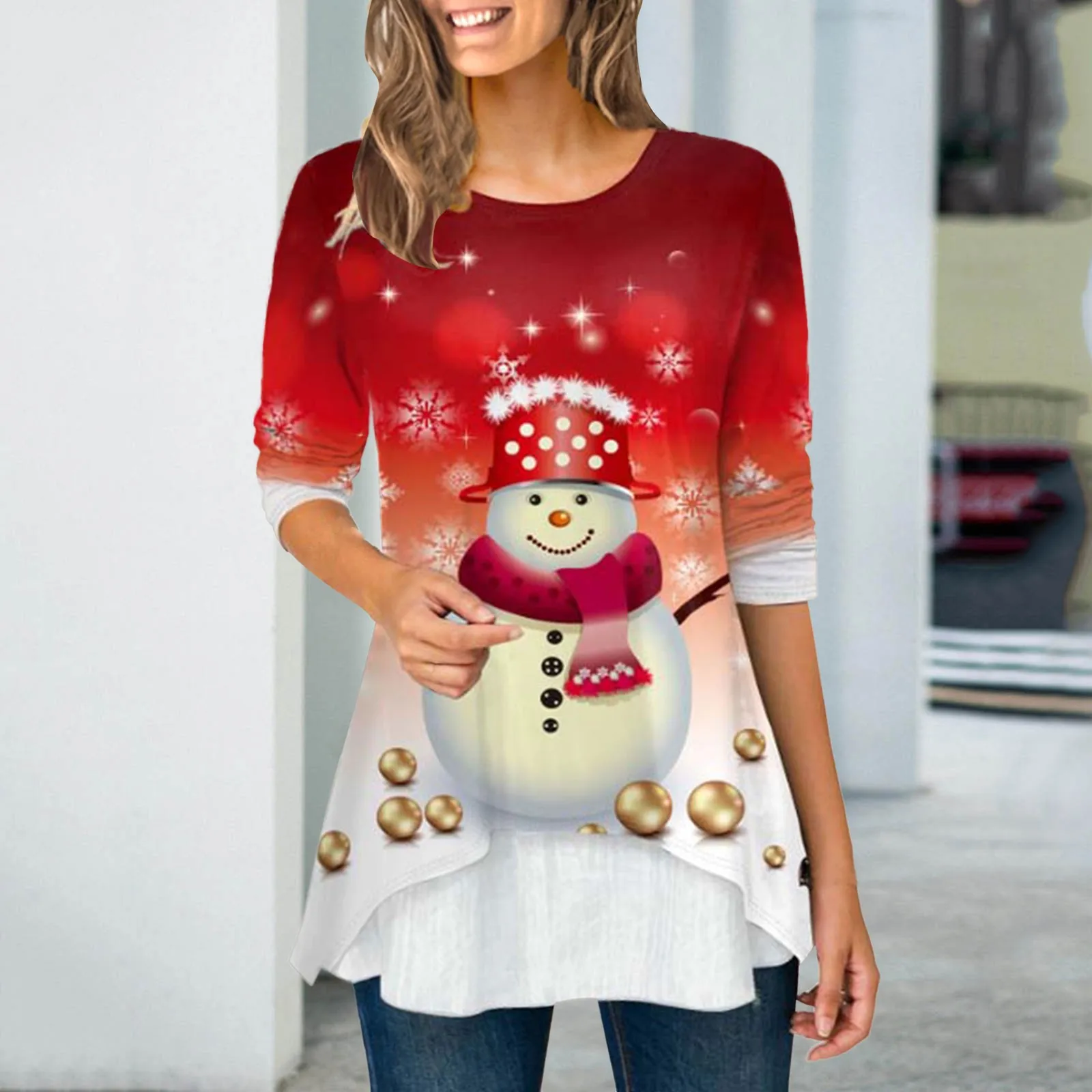 Christmas Snowmen Pattern Loose Top Womens Holiday Casual Long Sleeve O-Neck Aesthetic T-shirts Oversized S-5XL A40
Christmas Snowmen Pattern Loose Top Womens Holiday Casual Long Sleeve O-Neck Aesthetic T-shirts Oversized S-5XL A40