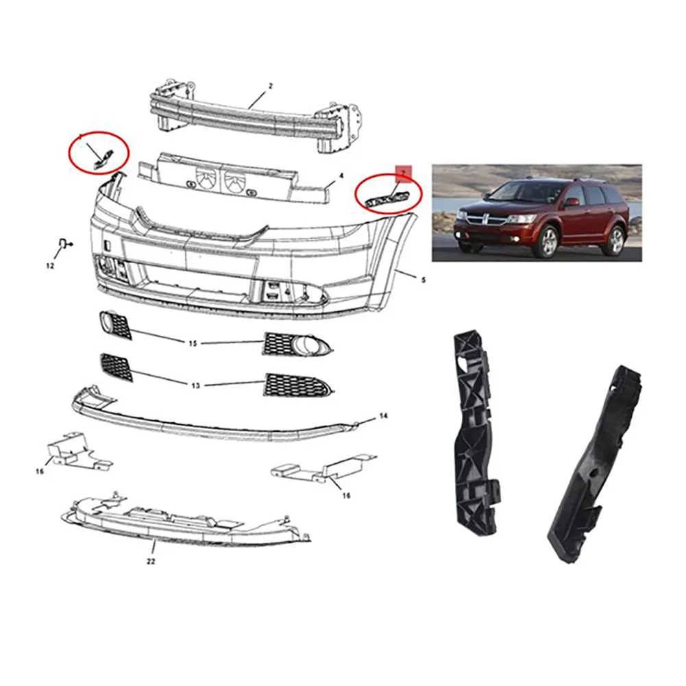 Опорный кронштейн переднего бампера для Dodge Journey 2009, 2010, 2011, 2012, 2013, 2014, 2015, 2016, 2017, 5178410AD, 5178411AD, авто, 2 шт.
Опорный кронштейн переднего бампера для Dodge Journey 2009, 2010, 2011, 2012, 2013, 2014, 2015, 2016, 2017, 5178410AD, 5178411AD, авто, 2 шт.