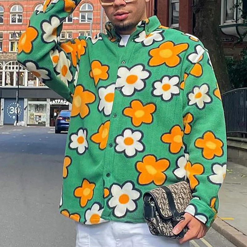 Vintage Floral Pattern Woolen Coats Men Autumn Winter Fashion Turn-down Collar Button-up Fleece Jacket For Mens Casual Outerwear
Vintage Floral Pattern Woolen Coats Men Autumn Winter Fashion Turn-down Collar Button-up Fleece Jacket For Mens Casual Outerwear