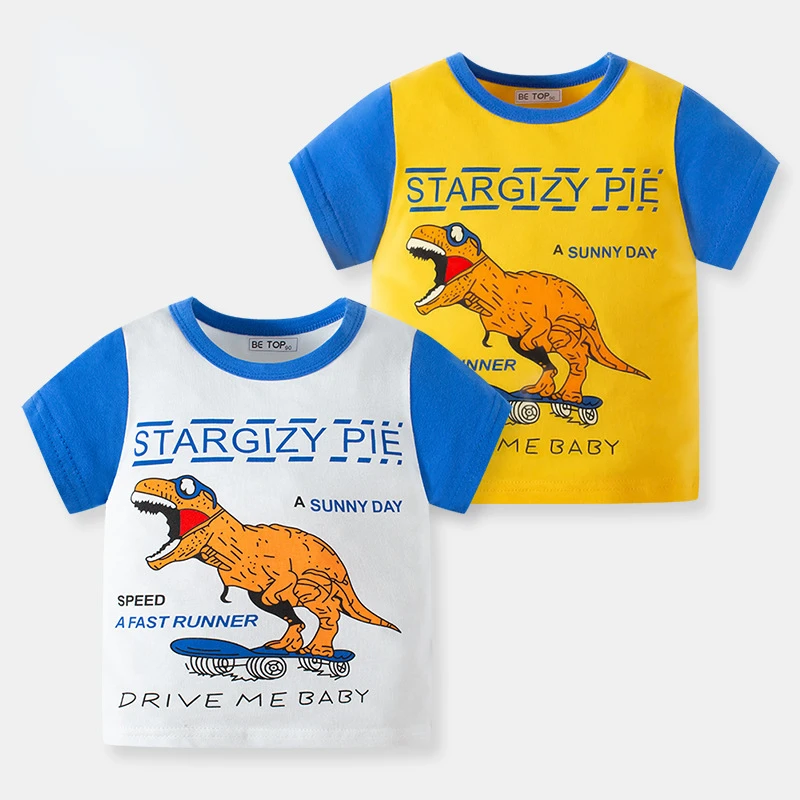 Children's Short Sleeve Cartoon New Dinosaur Pattern Sleeve Sleeve Baby Boy's T-shirt Korean Sweater Children's Wear
Children's Short Sleeve Cartoon New Dinosaur Pattern Sleeve Sleeve Baby Boy's T-shirt Korean Sweater Children's Wear
