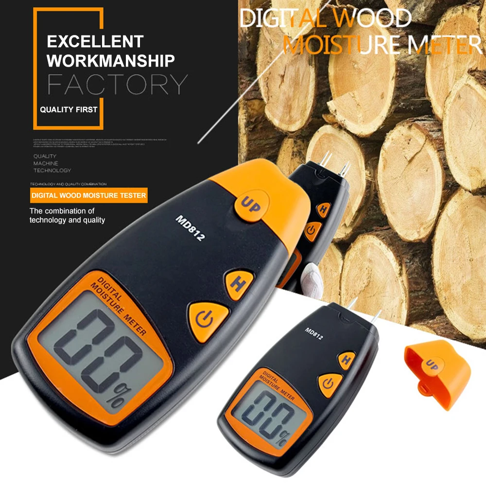 

MD-812/MD-814 LCD Digital Moisture Meter 2 Pin 4 Pin Wood Moisture Hygrometer Tester Timber Damp Water Contain Level Detector
