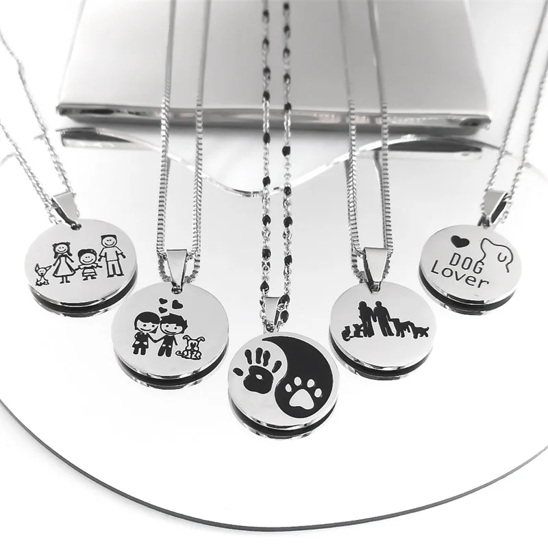 

Hand Cat Dog Pet Paw Pendant Necklace Stainless Steel Dog Lover Animal Footprint Chain Necklaces Family Gift Jewelry collier