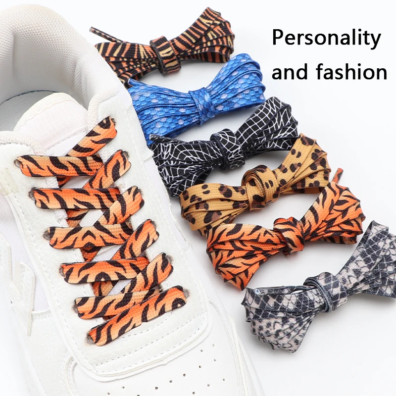 

1Pair New Flat AF1/AJ Sneakers Shoe laces Tiger/Snake/Leopard Animal Pattern Shoelaces Print Shoelace 120/140/160CM Shoe Strings