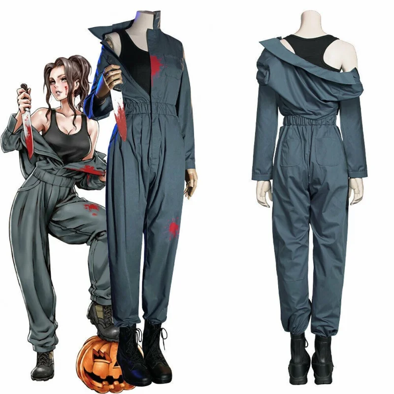 

Movie Halloween Michael Myers Cosplay Costume Adult Women Overalls Uniform Outfits Halloween Carnival Suit Femle Rompers Uniform