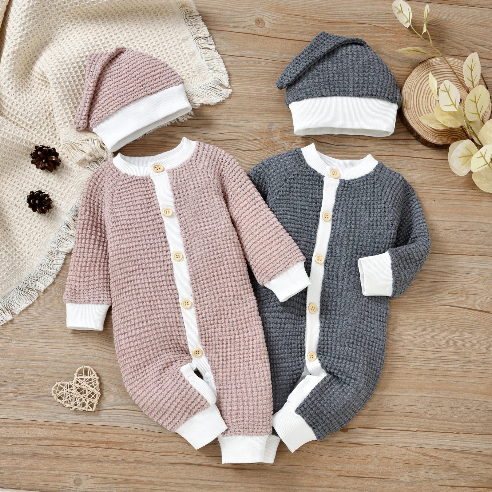 Autumn 2Pcs Baby Girls Boys Outfits Unisex Color Matching Long Sleeve O-Neck Woolen Cardigans Single-breasted Rompers Cap Set
Autumn 2Pcs Baby Girls Boys Outfits Unisex Color Matching Long Sleeve O-Neck Woolen Cardigans Single-breasted Rompers Cap Set