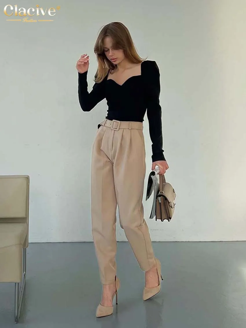 Clacive Fashion Brown Office Women Pants Elegant Slim Belt High Waist Pants Vintage Pencil Trousers Female Clothing 2022
Clacive Fashion Brown Office Women Pants Elegant Slim Belt High Waist Pants Vintage Pencil Trousers Female Clothing 2022