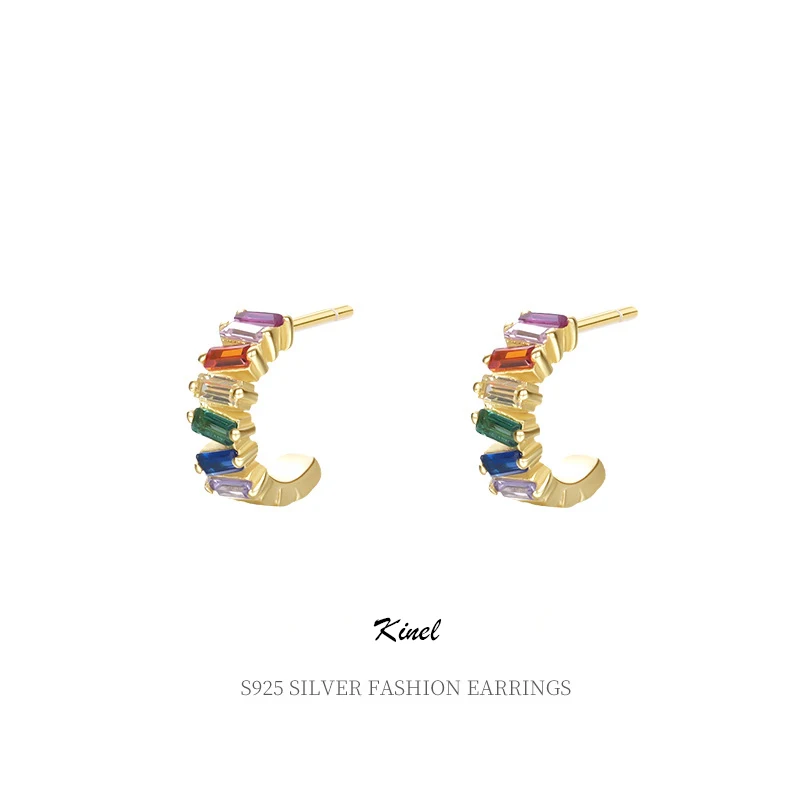 Kinel Real 925 Sterling Silver Original Certified Rainbow Zirconi Stacking Earrings For Women Simple Fashion Ins Creative Design
Kinel Real 925 Sterling Silver Original Certified Rainbow Zirconi Stacking Earrings For Women Simple Fashion Ins Creative Design