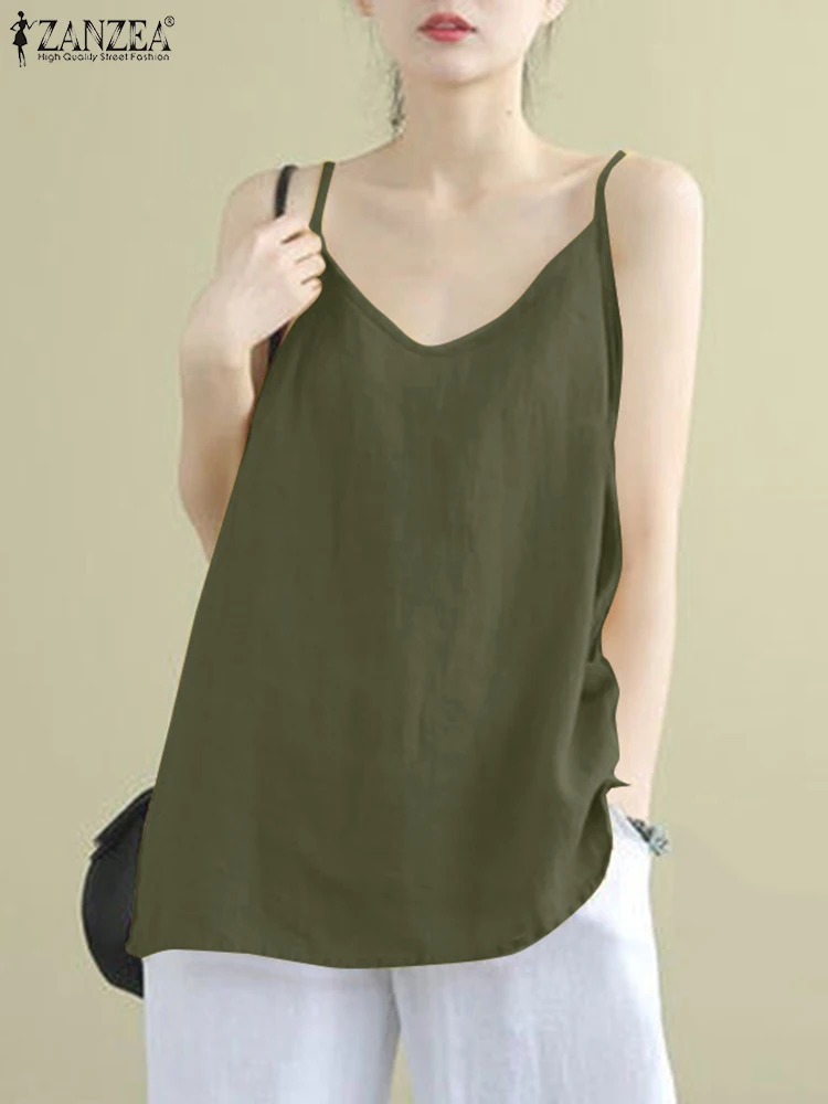 ZANZEA Summer Tanks Tops Women Straps V Neck Solid Loose Blouse Vintage Cotton Camis Casual Beach Party Blusas Holiday Shirt
ZANZEA Summer Tanks Tops Women Straps V Neck Solid Loose Blouse Vintage Cotton Camis Casual Beach Party Blusas Holiday Shirt