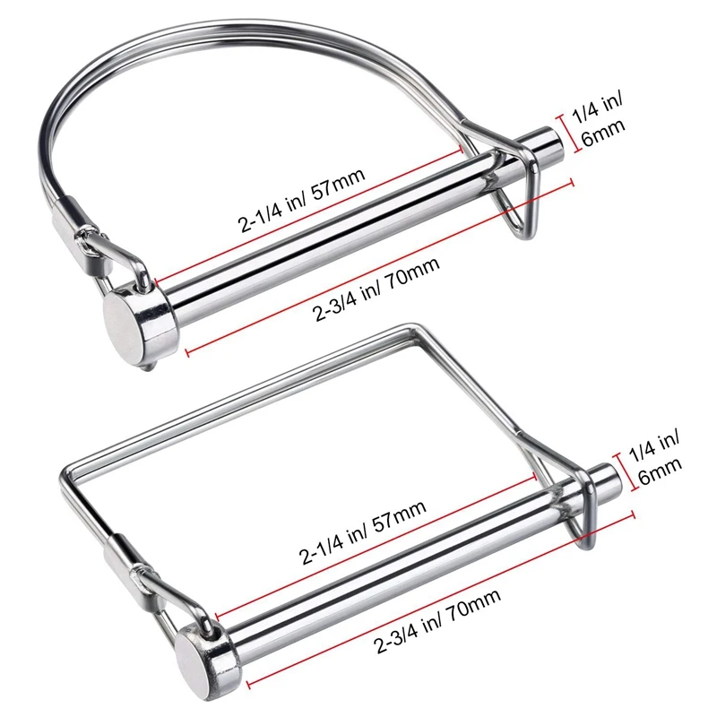 20 Pieces Shaft Locking Pin Safety Coupler Pin 1/4 Inch Diameter In 2 Shapes Of Square And Arch (Silver)
20 Pieces Shaft Locking Pin Safety Coupler Pin 1/4 Inch Diameter In 2 Shapes Of Square And Arch (Silver)