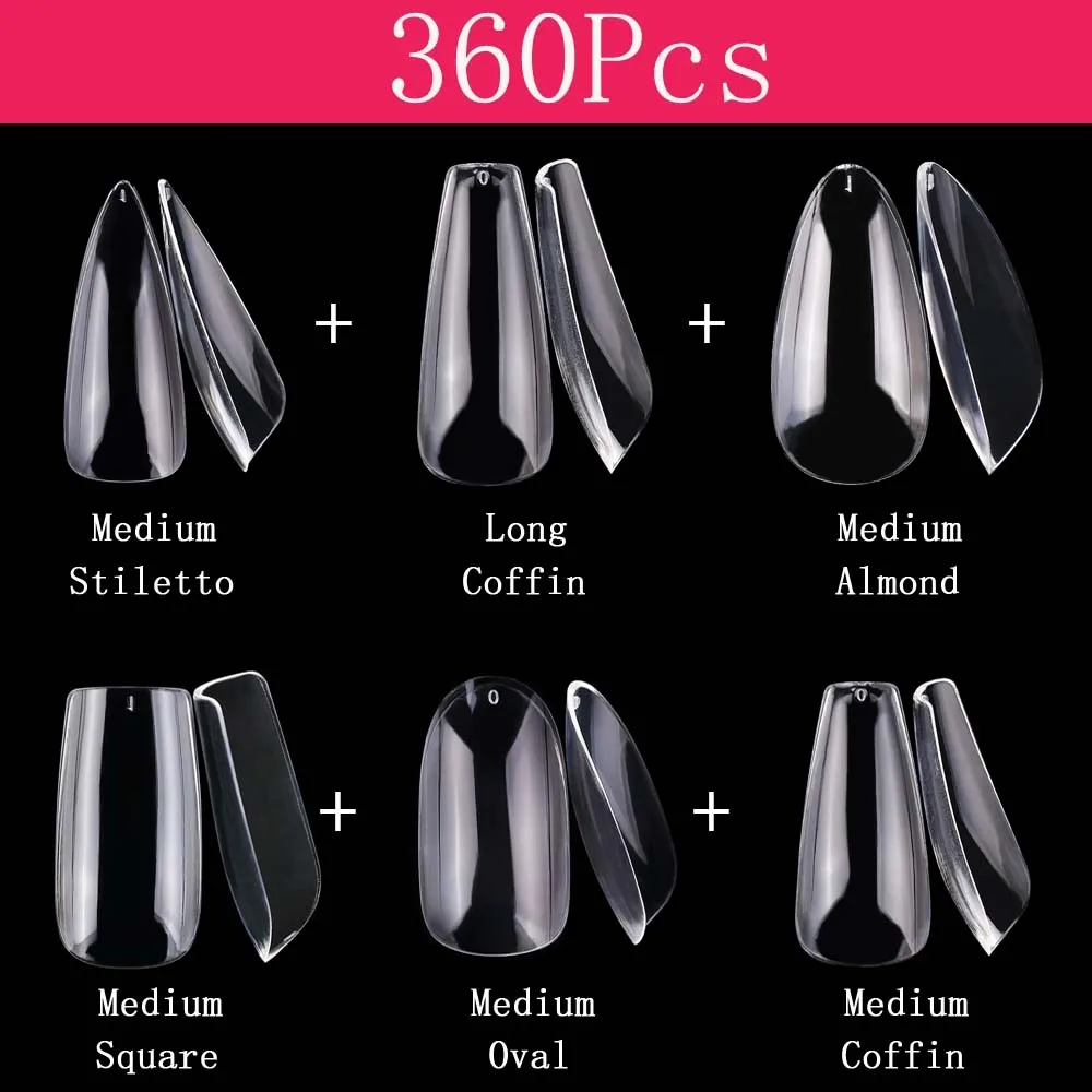 Transparent Gel X Nails Extension Tips System Full Cover Press On Nails Sculpted Stiletto Coffin False Nail Tips 360pcs/bag
Transparent Gel X Nails Extension Tips System Full Cover Press On Nails Sculpted Stiletto Coffin False Nail Tips 360pcs/bag