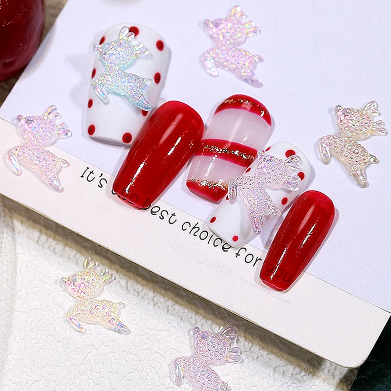 

50PCS Kawaii Resin Nail Art Charms Aurora Deer Design Nail Art Decoration DIY Flatback Rhinestones Manicure Jewelry Accessories