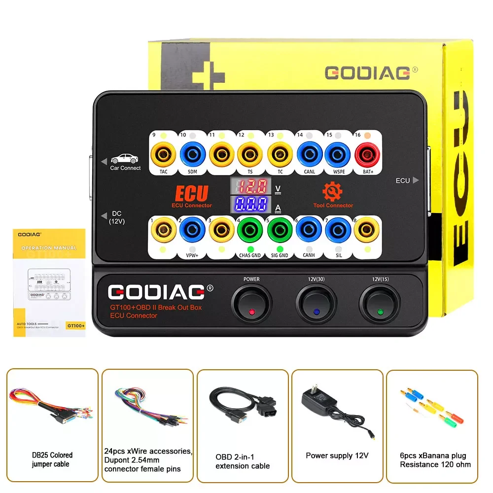 GT100+ OBD II Break Out Box ECU Bench Connector GT100 Pro with Electronic Current Display
GT100+ OBD II Break Out Box ECU Bench Connector GT100 Pro with Electronic Current Display