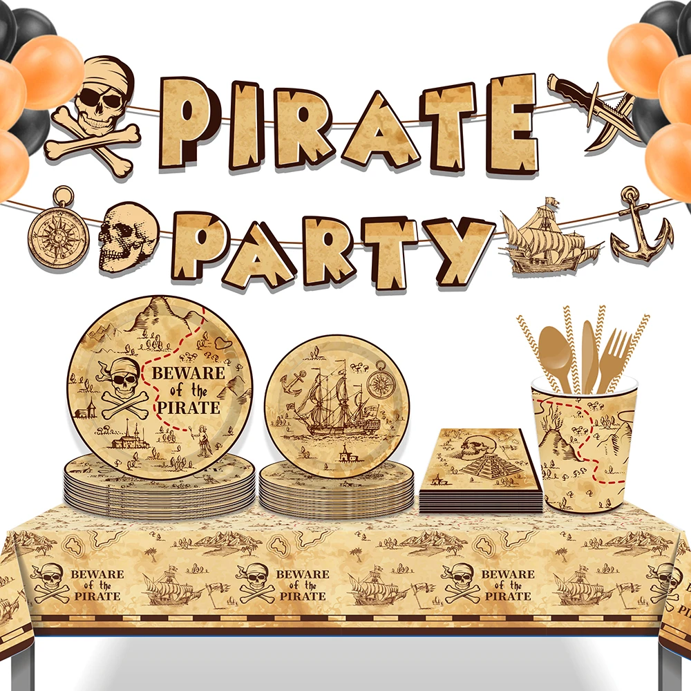 Cartoon Cosplay Pirate Sea Sailing Birthday Party Disposable Tableware Sets Plates Tablecloths Baby Shower Party DIY Supplies 
Cartoon Cosplay Pirate Sea Sailing Birthday Party Disposable Tableware Sets Plates Tablecloths Baby Shower Party DIY Supplies