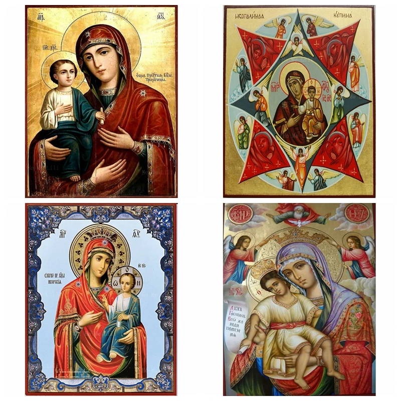 

The Three-handed Mother Of God The Burning Bush Icon Virgin Mary And Jesus Canvas Wall Art By Ho Me Lili For Livingroom Decor