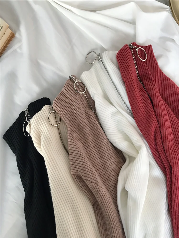 2023 Knitted Women Zipper High Neck Sweater Pullovers Turtleneck Autumn Winter Basic Women Sweaters Slim Fit Black Pull Femme
2023 Knitted Women Zipper High Neck Sweater Pullovers Turtleneck Autumn Winter Basic Women Sweaters Slim Fit Black Pull Femme