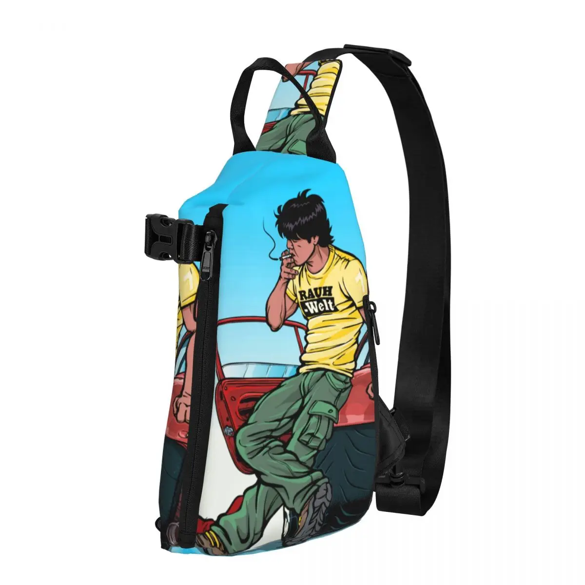 

Akira Kaneda Shoulder Bags Rauh Welt Smoking Outdoor Style Chest Bag Men Cycling Print Sling Bag Fun Business Crossbody Bags