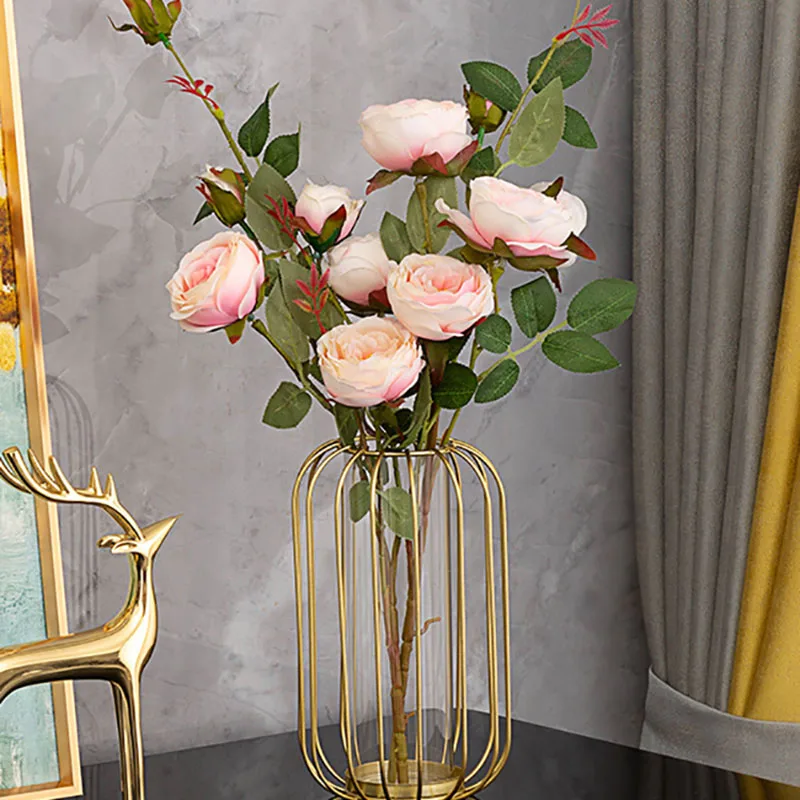 

Современный дизайн, высушенные цветы, Золотая прозрачная стеклянная ваза, гидропоника, интерьерные вазы, декор для комнаты