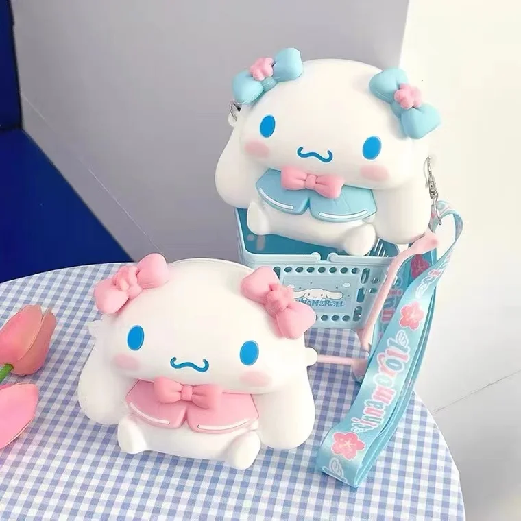 

Kawaii Sanrios My Melody Кошелек для монет аниме Cinnamoroll Hello Kt Kuromi мультфильм милый силиконовый плечевой мессенджер игрушки сумка для покупок