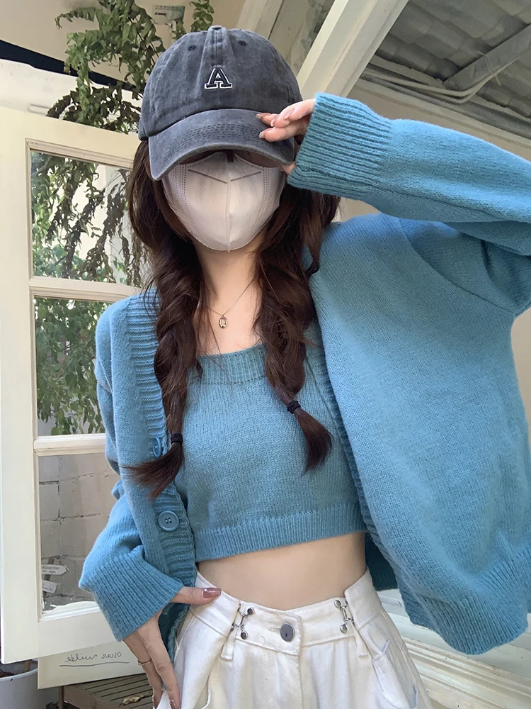 GM1935 Autumn 2022 New Set Sweet Spice Girl Slouchy Short Long Sleeve Sweater Coat+Knitted Strap Vest Female
GM1935 Autumn 2022 New Set Sweet Spice Girl Slouchy Short Long Sleeve Sweater Coat+Knitted Strap Vest Female