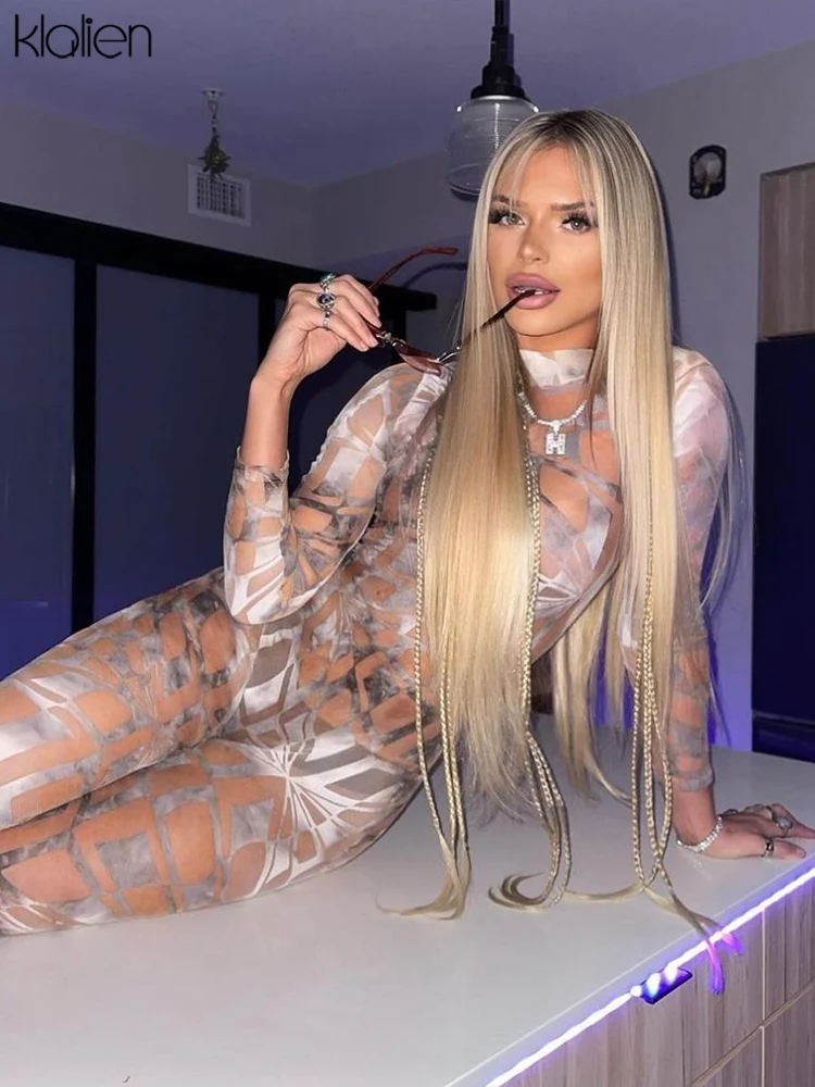 KLALIEN Fashion Casual Sexy Print Mesh See Through Jumpsuit Women 2022 New Streetwear Y2K Fitness Sports Elastic Tracksuit
KLALIEN Fashion Casual Sexy Print Mesh See Through Jumpsuit Women 2022 New Streetwear Y2K Fitness Sports Elastic Tracksuit
