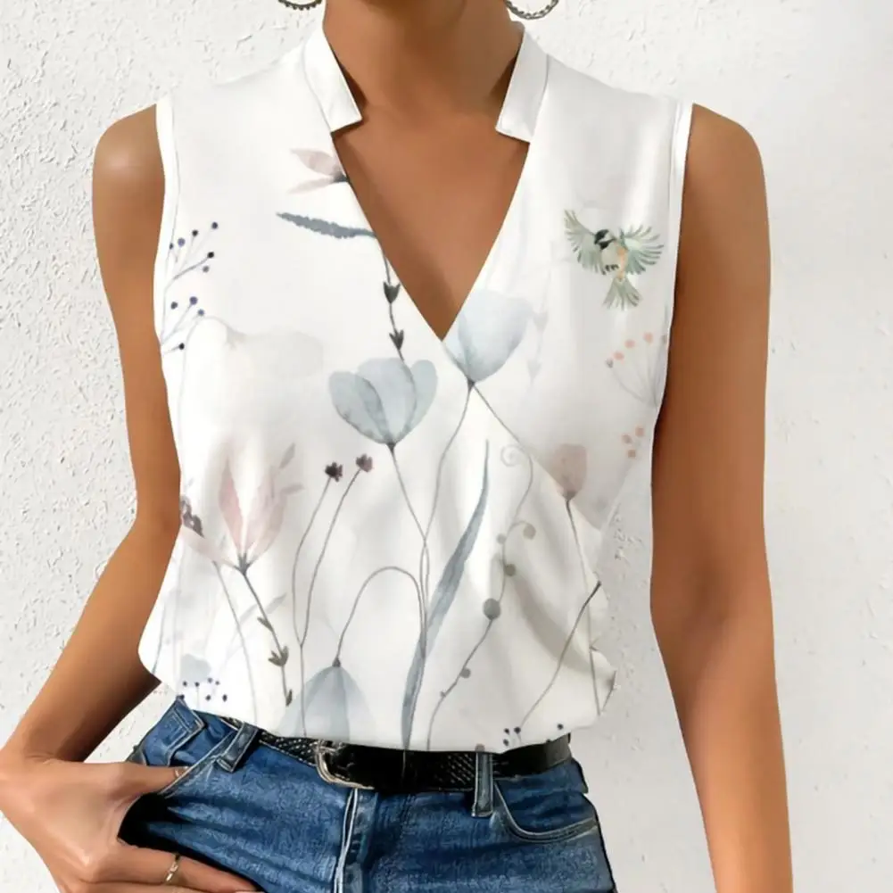 Summer Women Top Sleeveless Slim Fit Flower Print Pullover Commute Breathable Cross Temperament Ladies T-shirt Female Clothing
Summer Women Top Sleeveless Slim Fit Flower Print Pullover Commute Breathable Cross Temperament Ladies T-shirt Female Clothing