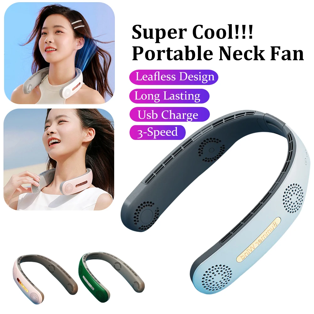 Portable Hanging Neck Fan USB Rechargeable Leafless Hanging Fans Mini Wearable cooling Bladeless Mute Neckband Fan for Sports
Portable Hanging Neck Fan USB Rechargeable Leafless Hanging Fans Mini Wearable cooling Bladeless Mute Neckband Fan for Sports