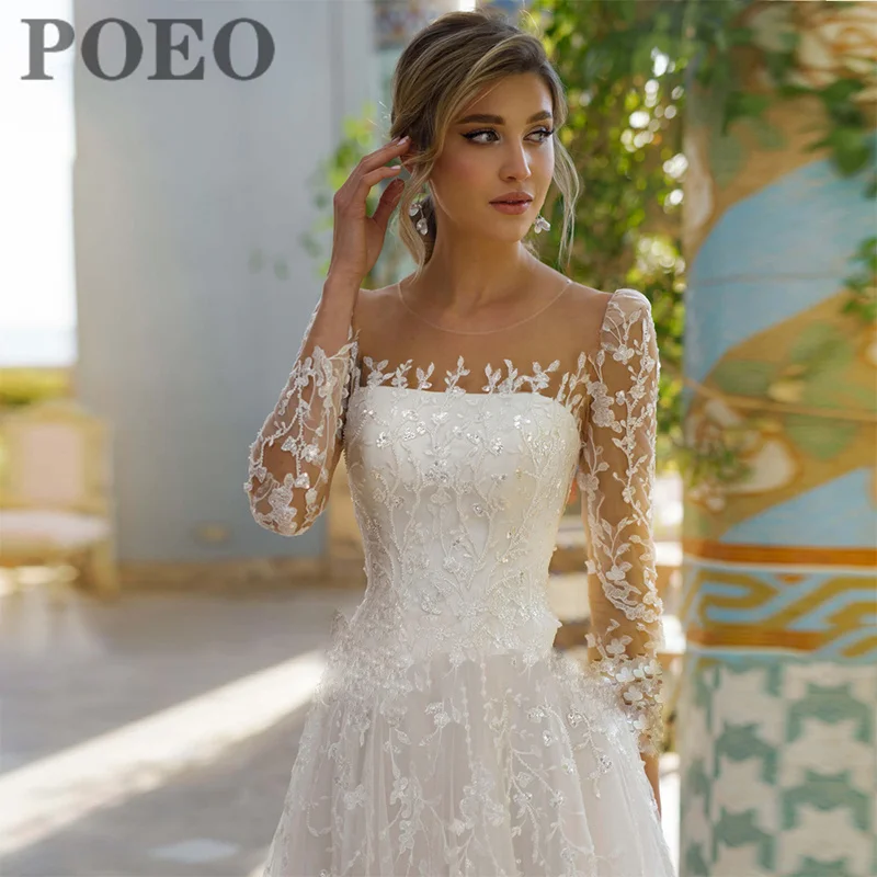 Exquisite Wedding Dress For Women O-neck Full Sleeve Button Appliques Bridal Dress A-LINE Floor-Length Court Robe De Mariee
Exquisite Wedding Dress For Women O-neck Full Sleeve Button Appliques Bridal Dress A-LINE Floor-Length Court Robe De Mariee