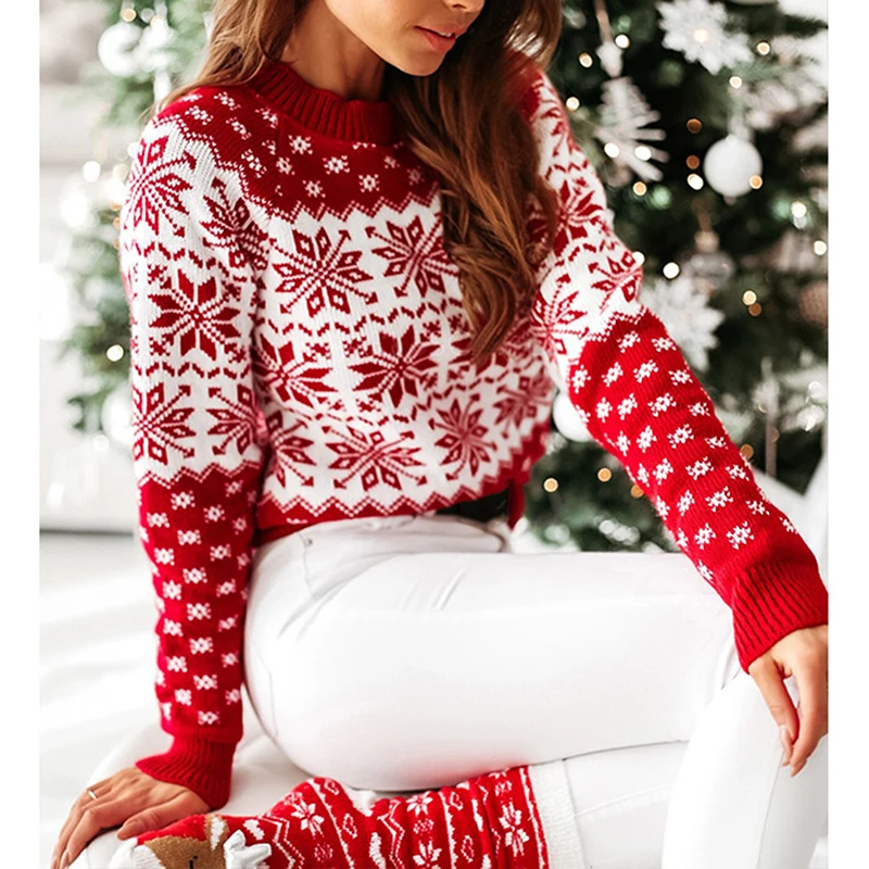 Women Sweaters And Pullovers Autumn Winter Christmas Sweater Ladies Knitted Jumper Pullover Women Sweater Snowflake Elk Print
Women Sweaters And Pullovers Autumn Winter Christmas Sweater Ladies Knitted Jumper Pullover Women Sweater Snowflake Elk Print