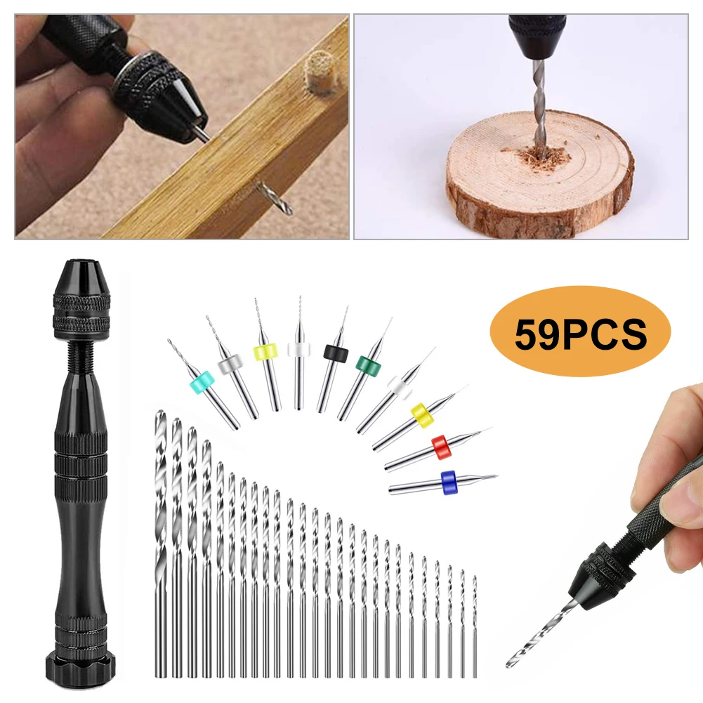 59Pcs Precision Pin Vise Hand Drill Bits Set Rotary Tools Pin Vise Woodworking Hand Mini Drill DIY Woodworking Tool
59Pcs Precision Pin Vise Hand Drill Bits Set Rotary Tools Pin Vise Woodworking Hand Mini Drill DIY Woodworking Tool