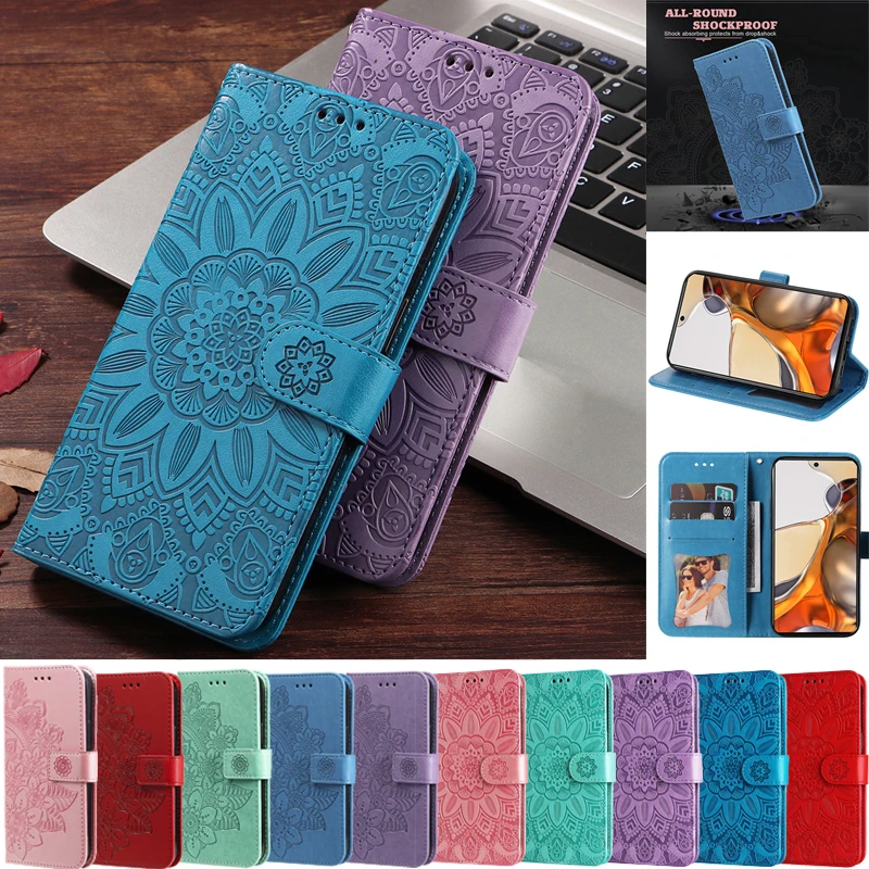 

Poco M4 F4 5G Case Book Wallet Stand Coque On For Xiaomi Mi Poco C40 X4 F4 M5S M4 X3 NFC M3 F3 Pro GT Cover Embossed Holster Bag