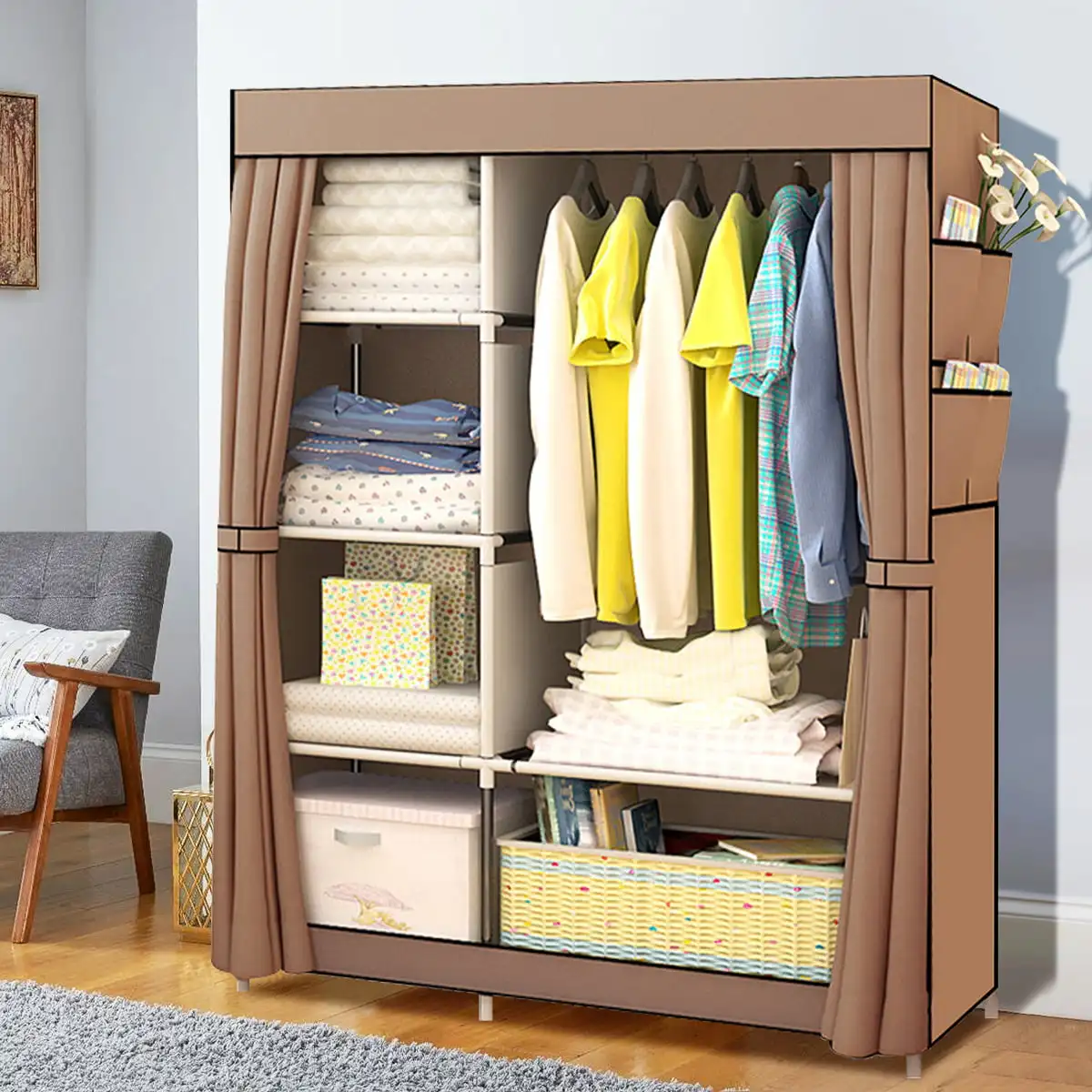 Wardrobe 67x41 Inch Closet Storage with 6 Shelves Clothes Organizer with Waterproof Cover Clothes Rack for Bedroom
Wardrobe 67x41 Inch Closet Storage with 6 Shelves Clothes Organizer with Waterproof Cover Clothes Rack for Bedroom