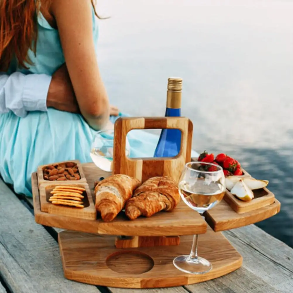 Portable Wooden Picnic Table Carry Handle Outdoor Folding Wine Table Removable Wine Glass Holder Folding Table Fruit Snack Tray
Portable Wooden Picnic Table Carry Handle Outdoor Folding Wine Table Removable Wine Glass Holder Folding Table Fruit Snack Tray