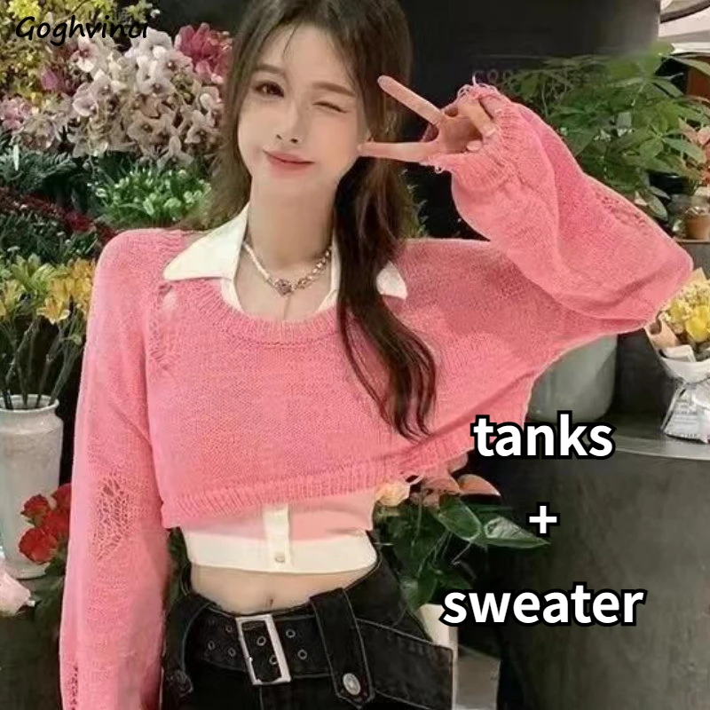 2 Pcs Women Sets Sweet Girlish Knitted Long Sleeve Hand Frayed Pullovers Slim Tanks Korean Style Sexy Casual Streetwear Fashion
2 Pcs Women Sets Sweet Girlish Knitted Long Sleeve Hand Frayed Pullovers Slim Tanks Korean Style Sexy Casual Streetwear Fashion