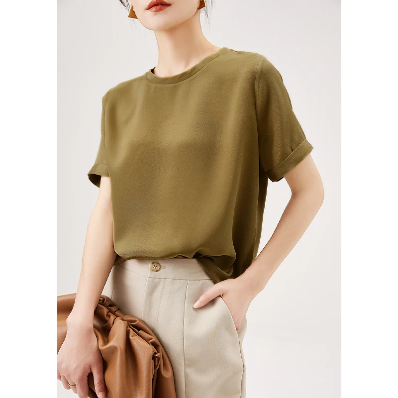95% Natural Silk T-shirt Women Fashion High Quality Design 2022 Summer Tops for Women Tees O-Neck Solid Short sleeve
95% Natural Silk T-shirt Women Fashion High Quality Design 2022 Summer Tops for Women Tees O-Neck Solid Short sleeve