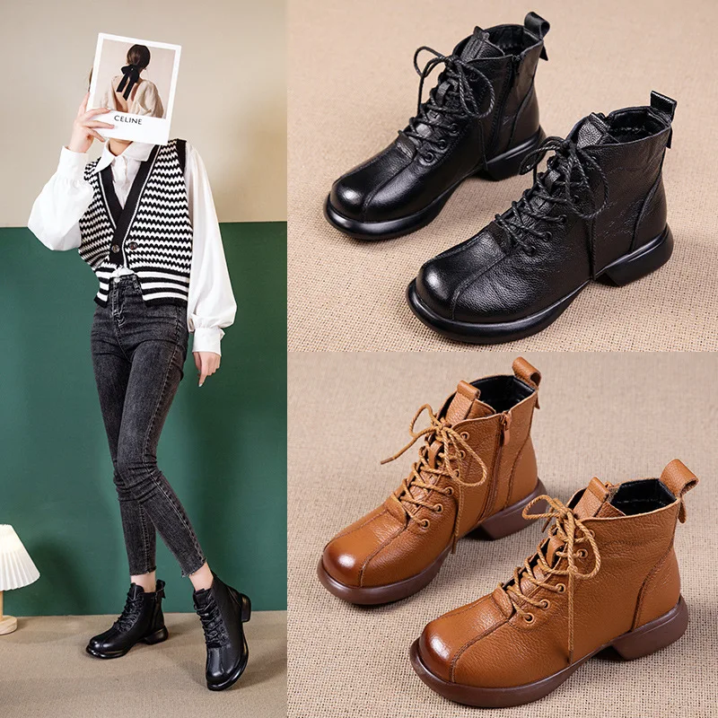 Brand Genuine Leather Women Boot 2023 Winter Vintage Lace Up Ankle Boot Non Slip High Top Leather Boot Designer Shoe Women Shoes
Brand Genuine Leather Women Boot 2023 Winter Vintage Lace Up Ankle Boot Non Slip High Top Leather Boot Designer Shoe Women Shoes