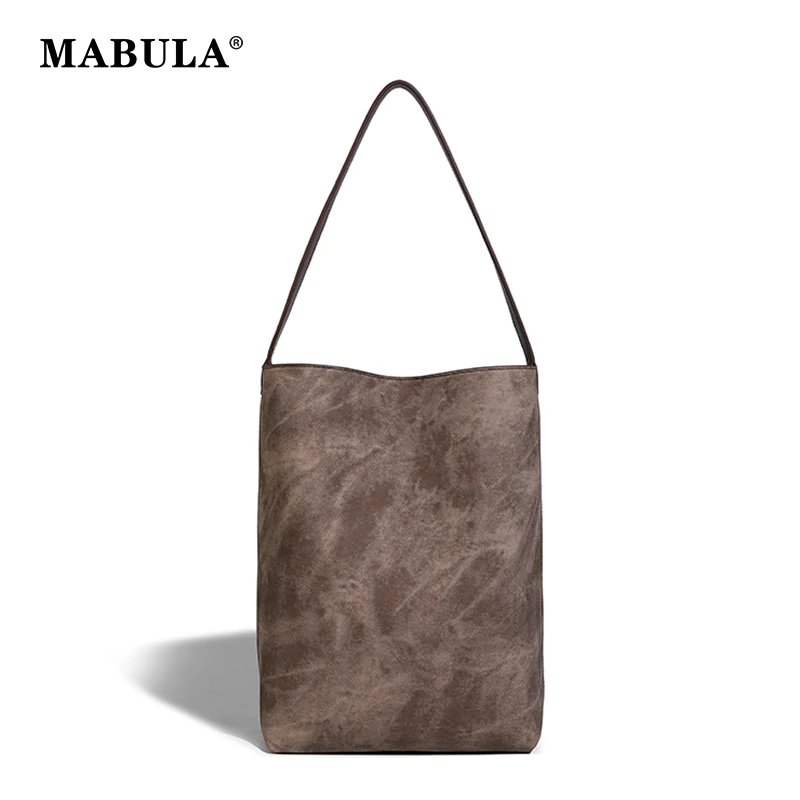 

MABULA y2k Style Women's Shoulder Large Bucket Handbag Vintage Vegant Leather Hobo Bag Set 2 Pcs Casual Sling Shopper Purse