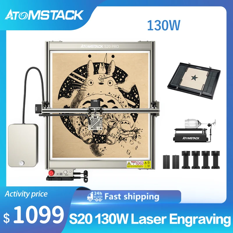 ATOMSTACK X20 S20 PRO 130W Laser Power Laser Engraving CNC Desktop Engraver Support Offline Engraving Built-in Air Assist
ATOMSTACK X20 S20 PRO 130W Laser Power Laser Engraving CNC Desktop Engraver Support Offline Engraving Built-in Air Assist