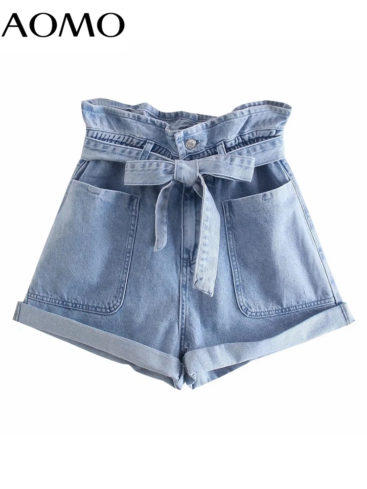 AOMO Women Vintage Blue Denim Shorts with Belt Zipper Pockets Female Retro Casual Shorts Pantalones 4M23A
AOMO Women Vintage Blue Denim Shorts with Belt Zipper Pockets Female Retro Casual Shorts Pantalones 4M23A