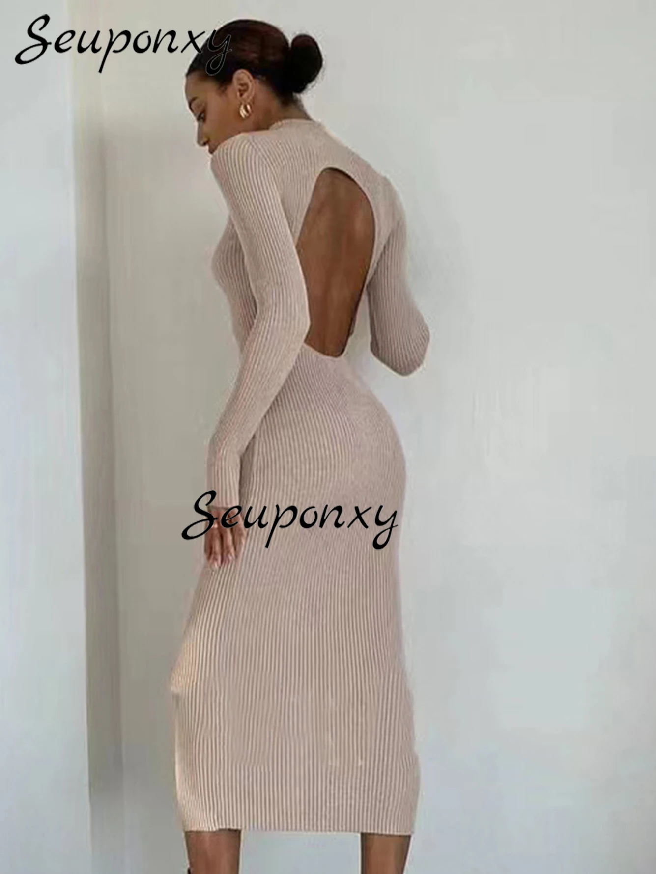 High Quality Autumn Dress Sexy O Neck Long Sleeve Bodycon Midi Knit Dress 2022 Elegant Women Hollow Casual Dress Vestidos
High Quality Autumn Dress Sexy O Neck Long Sleeve Bodycon Midi Knit Dress 2022 Elegant Women Hollow Casual Dress Vestidos