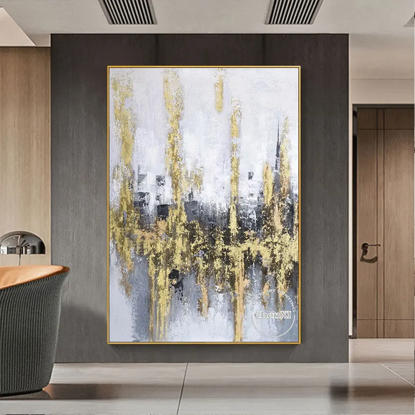 

Abstract Large Size Nordic Gold Acrylic Painting Canvas Art Hand Painted Texture Wall Poster Showpieces Canvas Artwork Hot Sell